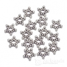 Разделители для бусин Звезды с шариками 8мм (серебро) 10шт X-AA121