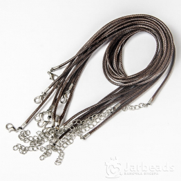 Шнур кожаный плетеный 45-50см d.2мм (коричневый темный)