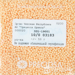 Бисер чешский PRECIOSA 10/0 (50гр) 1сорт оранжевый керамика пастель 03183