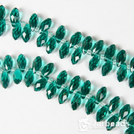 Бусина-кристалл капля 12*6мм (зеленая бирюза прозрачный) арт.84