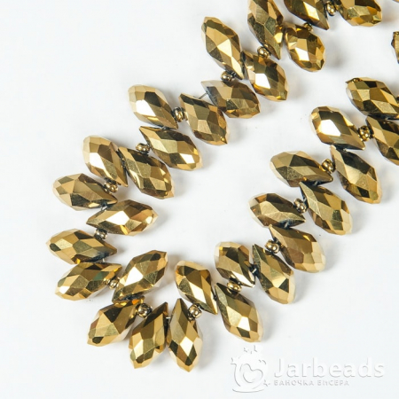 Бусина-кристалл капля 12x6мм золото 114
