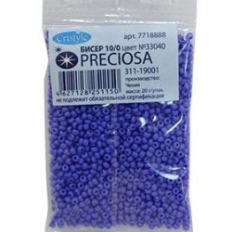 Бисер чешский PRECIOSA 10/0 (20гр) 1сорт синий керамика 33040