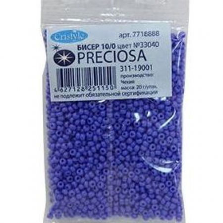 Бисер PRECIOSA 10 20гр 1сорт синий керамика 33040