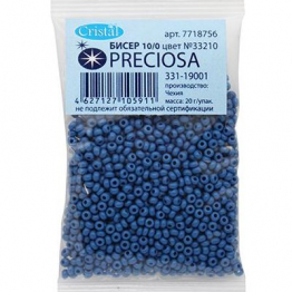 Бисер чешский PRECIOSA 10/0 (20гр) 1сорт синий керамика 33210