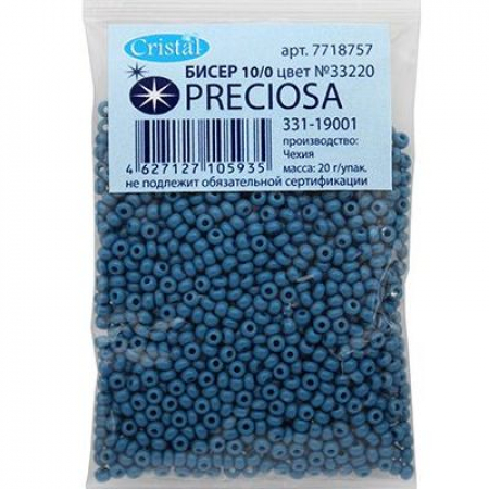 Бисер PRECIOSA 10 20гр 1сорт синий керамика 33220