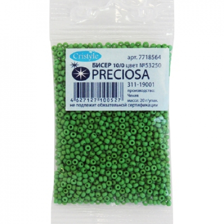 Бисер PRECIOSA 10 20гр 1сорт зеленый керамика 53250