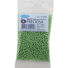 Бисер чешский PRECIOSA 10/0 (20гр) 1сорт зеленый блестящий 58210