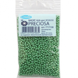Бисер чешский PRECIOSA 10/0 (20гр) 1сорт зеленый блестящий 58250