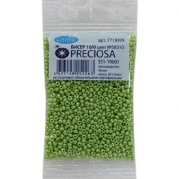 Бисер чешский PRECIOSA 10/0 (20гр) 1сорт зеленый блестящий 58310