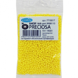 Бисер чешский PRECIOSA 10/0 (20гр) 1сорт желтый блестящий 88110