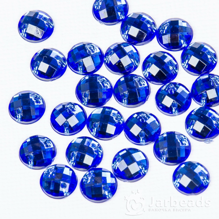 Стразы пришивные круглые 8мм синий 10шт