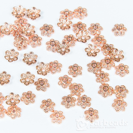 Шапочки для бусин Маленький цветок 6*2,8мм (розовое золото) 10шт