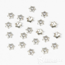 Шапочки для бусин маленькие гладкие звезды 6мм (серебро) 10шт