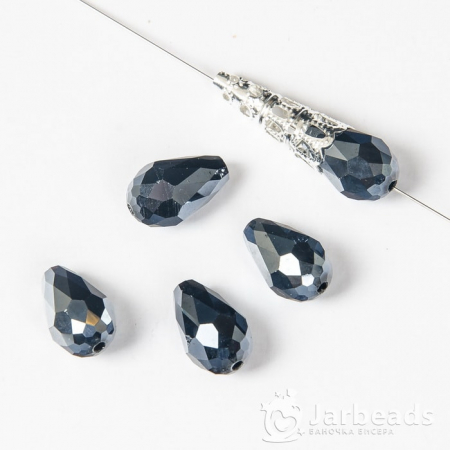 Бусина-кристалл капля 20x10мм черный гемматит 107