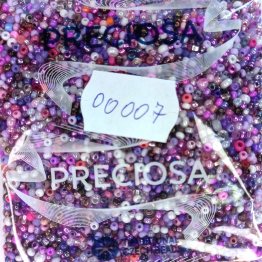 Бисер чешский PRECIOSA ассорти 10/0 и 8/0 (50гр) 2сорт фиолетовый-сиреневый микс 07