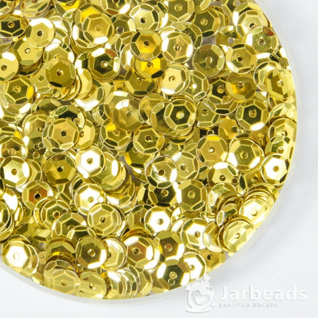 Пайетки круглые металлик с гранями 6мм желтый 10гр ZC n-02