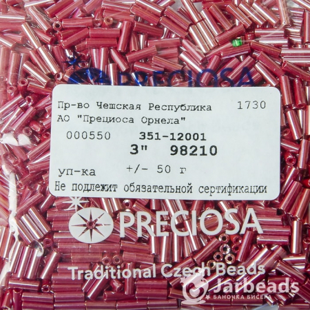 Стеклярус PRECIOSA 50гр бордовый блестящий 98210
