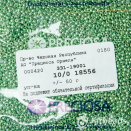 Бисер чешский PRECIOSA 10/0 (50гр) 1сорт металлик зеленый 18556