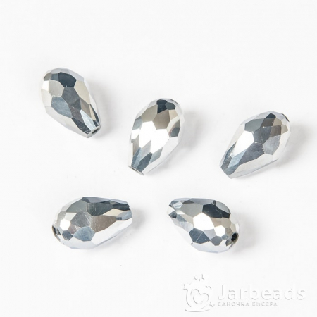 Бусина-кристалл капля 12x8мм серебро 112