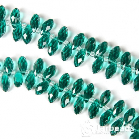 Бусины-кристаллы капли 12*6мм (зеленая бирюза прозрачный) 10шт арт.84