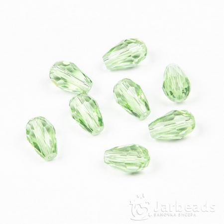 Бусины-кристаллы капли 12*8мм (зеленый нежный прозрачный) 10шт арт.70