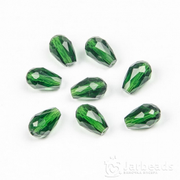 Бусины-кристаллы капли 12*8мм (зеленый темный прозрачный) 10шт арт.72
