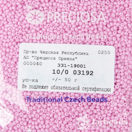 Бисер PRECIOSA 10 50гр 1сорт розовый керамика пастель 03192