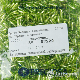 Стеклярус PRECIOSA 5-6мм (50гр) зеленый огонек 57220twisted