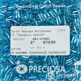 Стеклярус PRECIOSA (50гр) синий огонек арт.67030twisted
