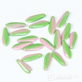 Бусины стеклянные PRECIOSA DAGGER 16*6мм (зеленый/розовый) 10шт
