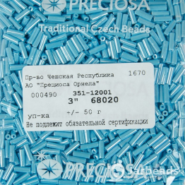 Стеклярус PRECIOSA (50гр) голубой жемчужный арт.68020