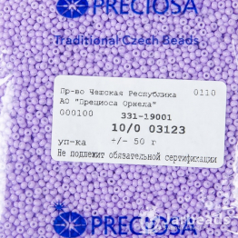 Бисер чешский PRECIOSA 10/0 (50гр) 1сорт сиреневый керамика пастель 03123
