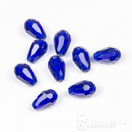 Бусина-кристалл капля 12x8мм синий темный прозрачный 69