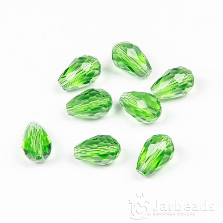 Бусина-кристалл капля 12x8мм зеленый прозрачный 71